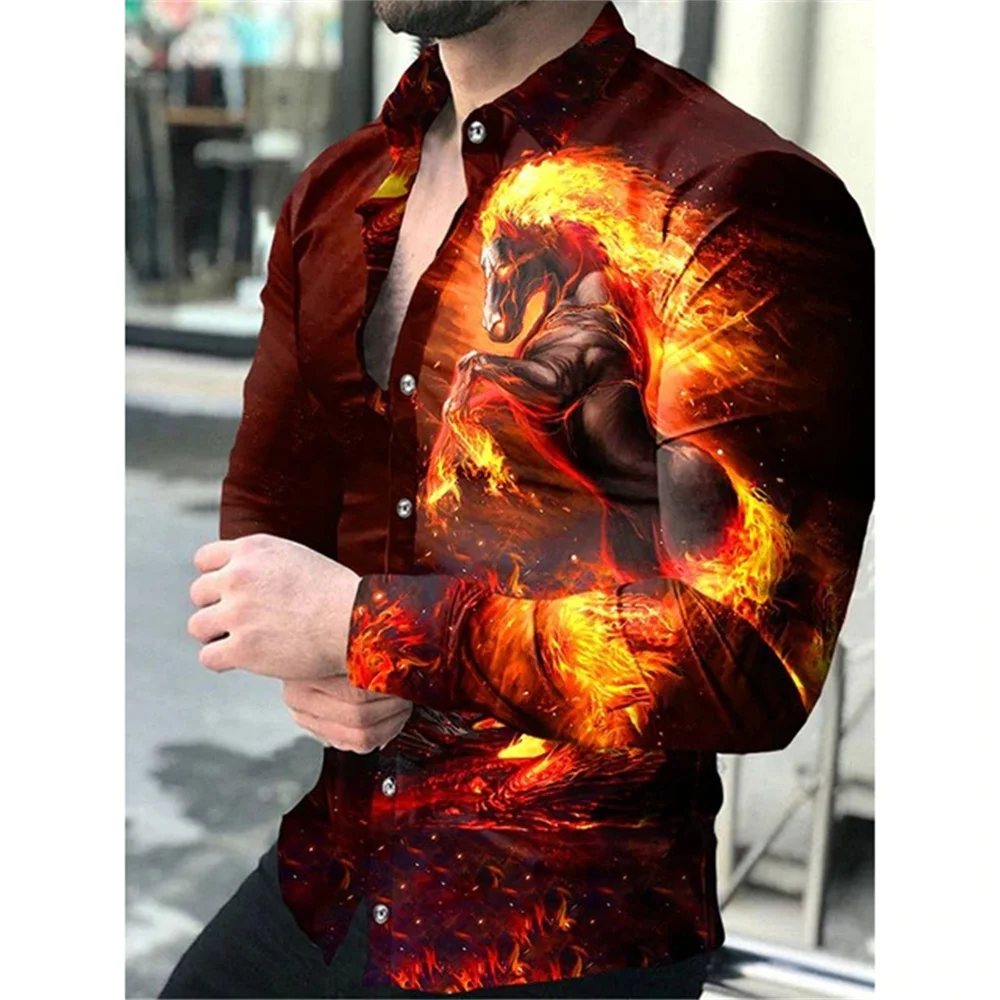 2023 High Quality Fashionable Men's Shirts Button Up Shirts Casual Designer Printed Long Sleeve Tops Men Lapel Men Tops