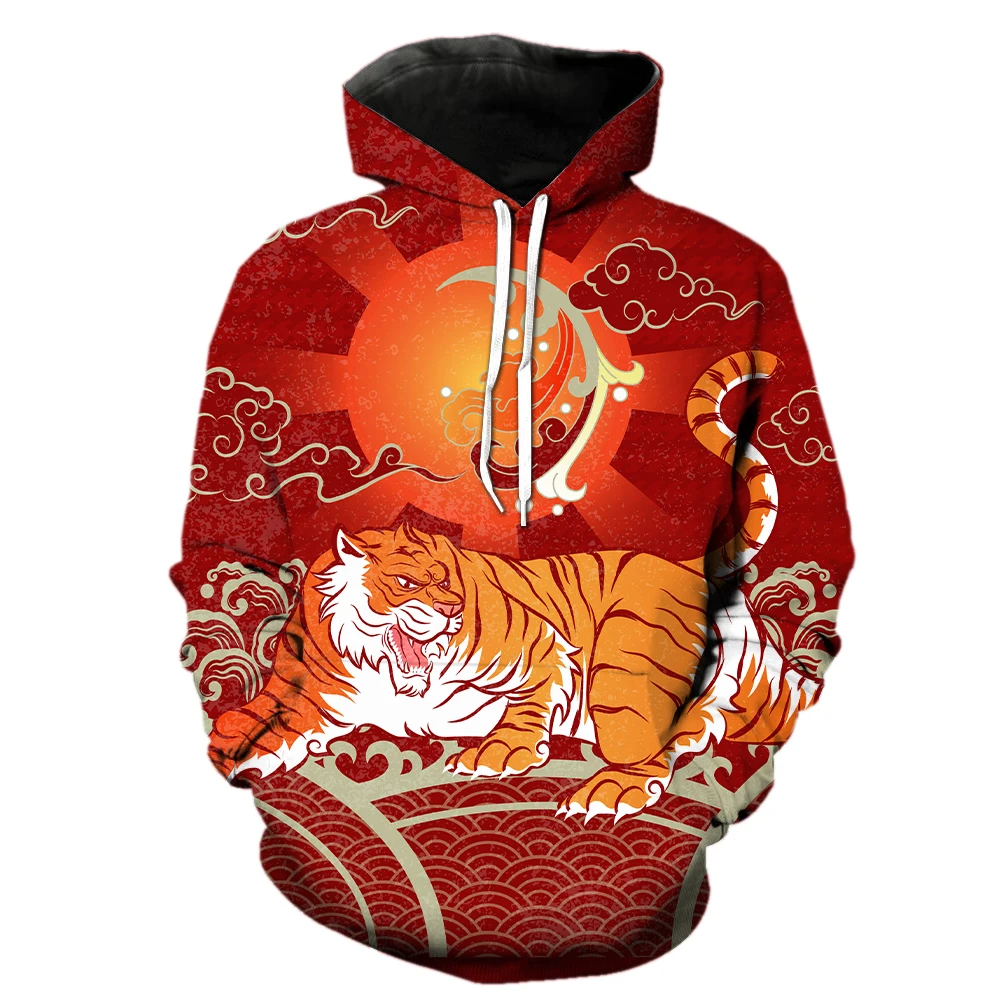 

Tiger 3D Printed Men's Hoodie Fall Fashion Flower Graphic Women's Sweatshirt Casual Pullover Must-have Top