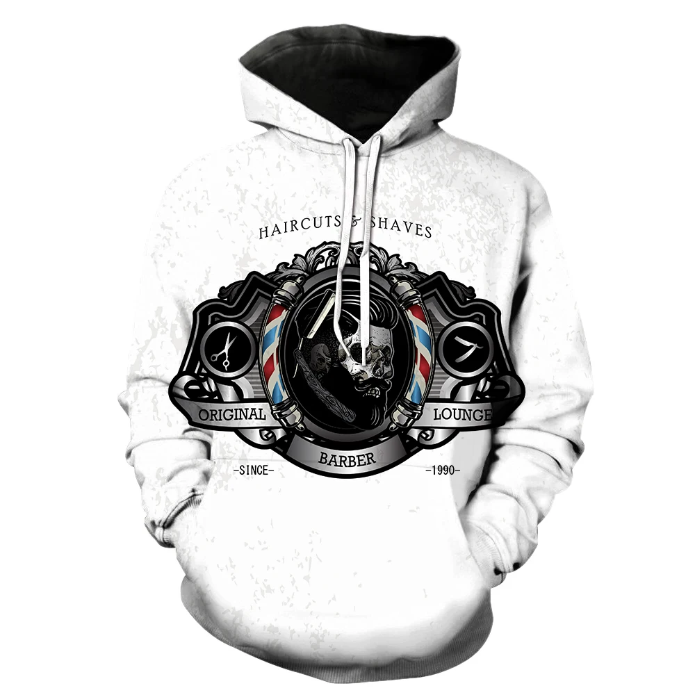 

Cartoon Personality Barber Men's Hoodies 2022 Hot Sale Casual Teens Hip Hop With Hood Jackets Sweatshirts Unisex Tops Streetwear