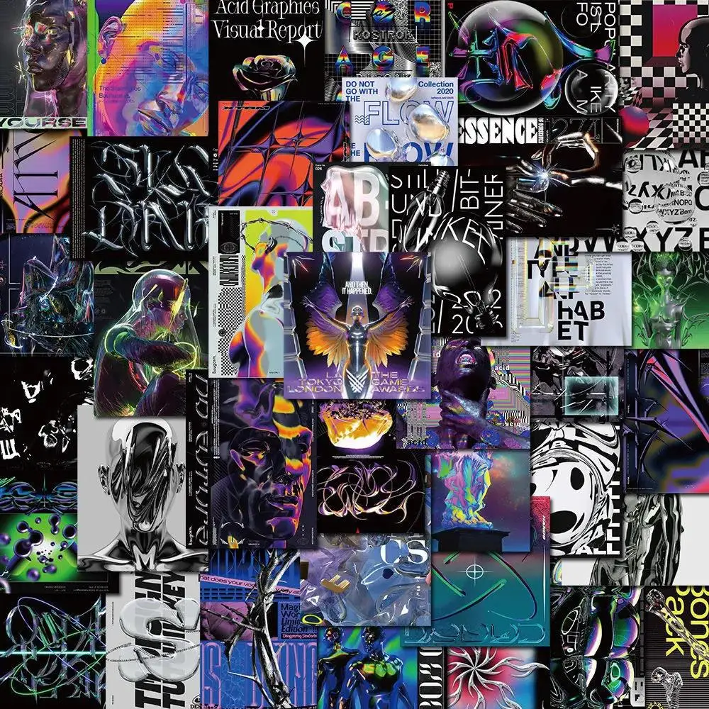 

40 шт., крутой кислотный дизайн, серия плакатов, наклейки, психоделический ноутбук, гитара, скейтборд, ручная палатка, водонепроницаемые наклейки «сделай сам»