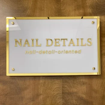 Custom Acrylic Mirror Gold salon sign business name sign Salon signage 3D acrylic room sign rose pink and rose gold sign