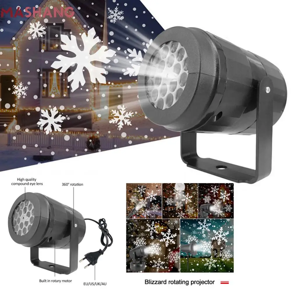 

Christmas Snowflake Projector Lights Party Laser Led Stage Light Rotating Xmas Pattern Garden Decor Outdoor Holiday Lighting