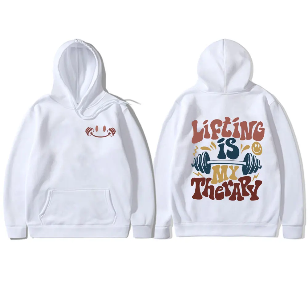 Lifting Is My Therary Gym Fitness Pump Cover Hoodie Male Art Aesthetic Pullover Hoodies Men's Fleece Cotton Oversized Tracksuit