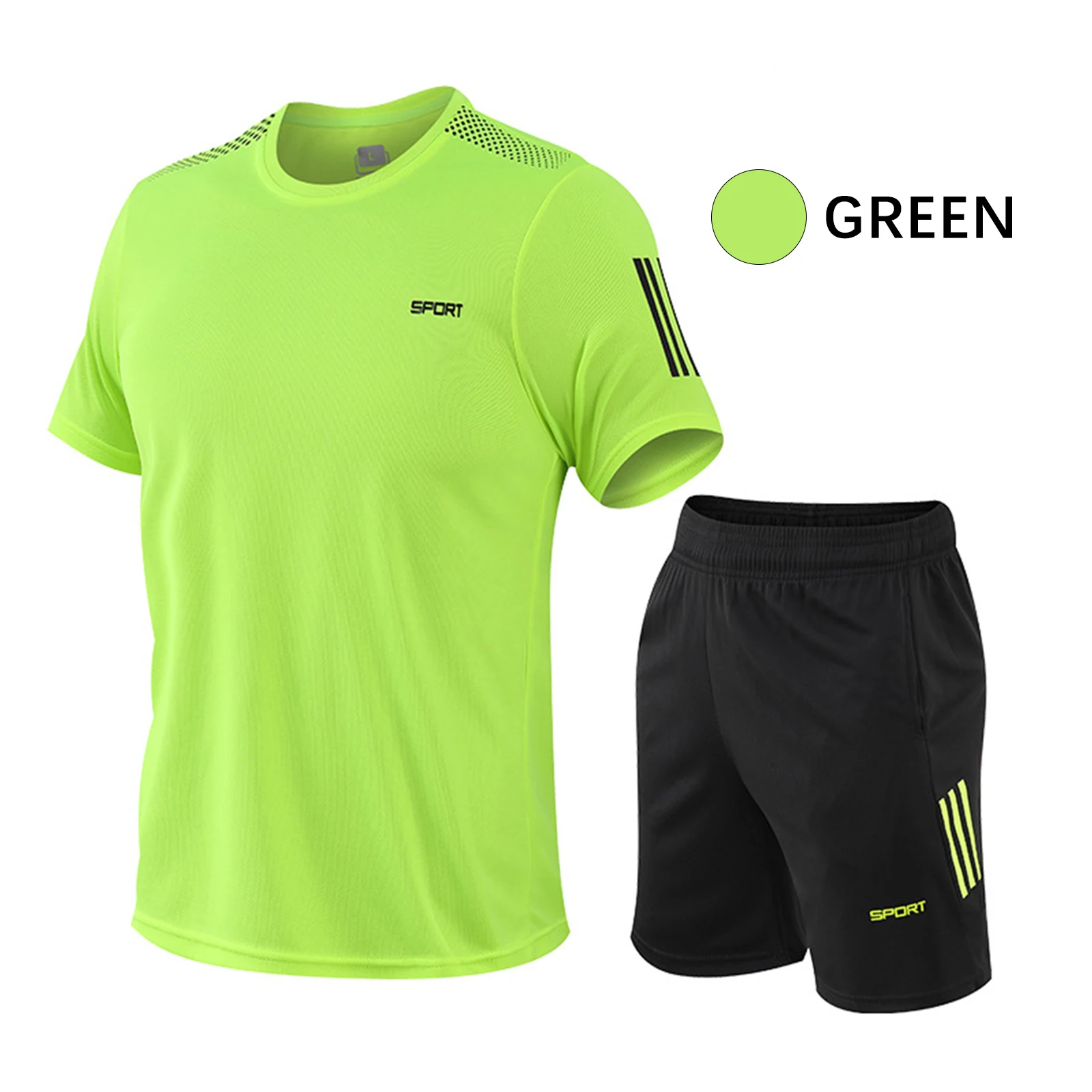 

2 Pcs/Set Men's Sportswear Plus Size Tracksuit Gym Compression Fitness Running Set Athletic Wear T Shirts Shorts Sports Suits