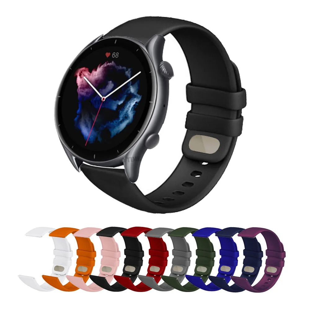 

Ремешок спортивный для Huami Amazfit Pace/GTR, силиконовый браслет для часов Amazfit Stratos 2 3 2S/GTR2/GTR 2E/GTR3 Pro, 22 мм, 47 мм