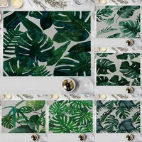 32x42cm tropical green leaves kitchen placemat ins nordic palm plant dining table mat heat insulation cotton linen coaster pad