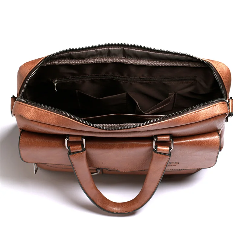 WEIXIER Men Briefcase Bag Leather Office Handbag Business 14 inch Laptop Bag Fashion Man Shoulder Bag Vintage Crossbody Men Bag