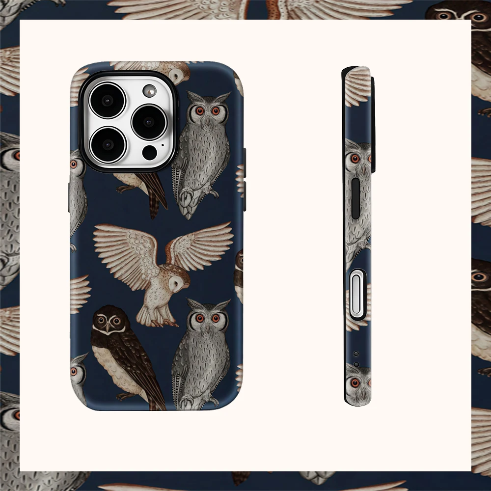 Фото Чехол для телефона iPhone 17, 16, 15, 14, 13, 12, 11 X XS XR XSMAX 7 8 Air Pro Max Plus, роскошная двухслойная задняя крышка, коллекция совы №1