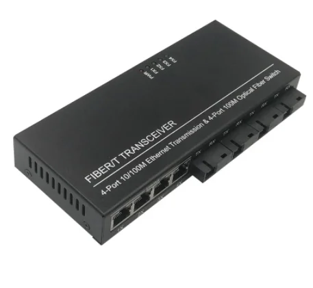 Wanglink Ethernet Fiber switch 4 RJ45 4 SC Optical Media Converter Single Mode fiber Port 10/100M