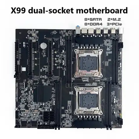 Материнская плата с двумя разъемами, материнская плата для майнинга, LGA 2011-3, двойной процессор DDR4, слот памяти PCI-E 16X, SATA2.0, интерфейс NVME M.2