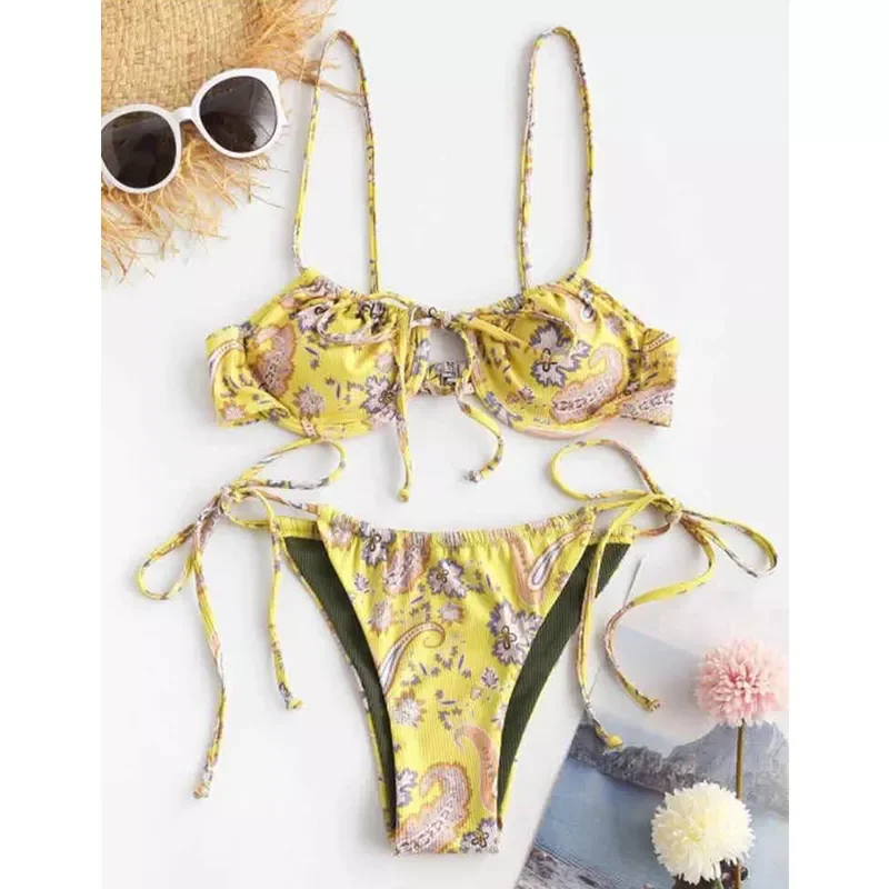 

Пикантные бикини Rinabe с принтом 2021, купальник на шнуровке, женский купальник пуш-ап, купальный костюм, купальный костюм, комплект бикини с бюс...