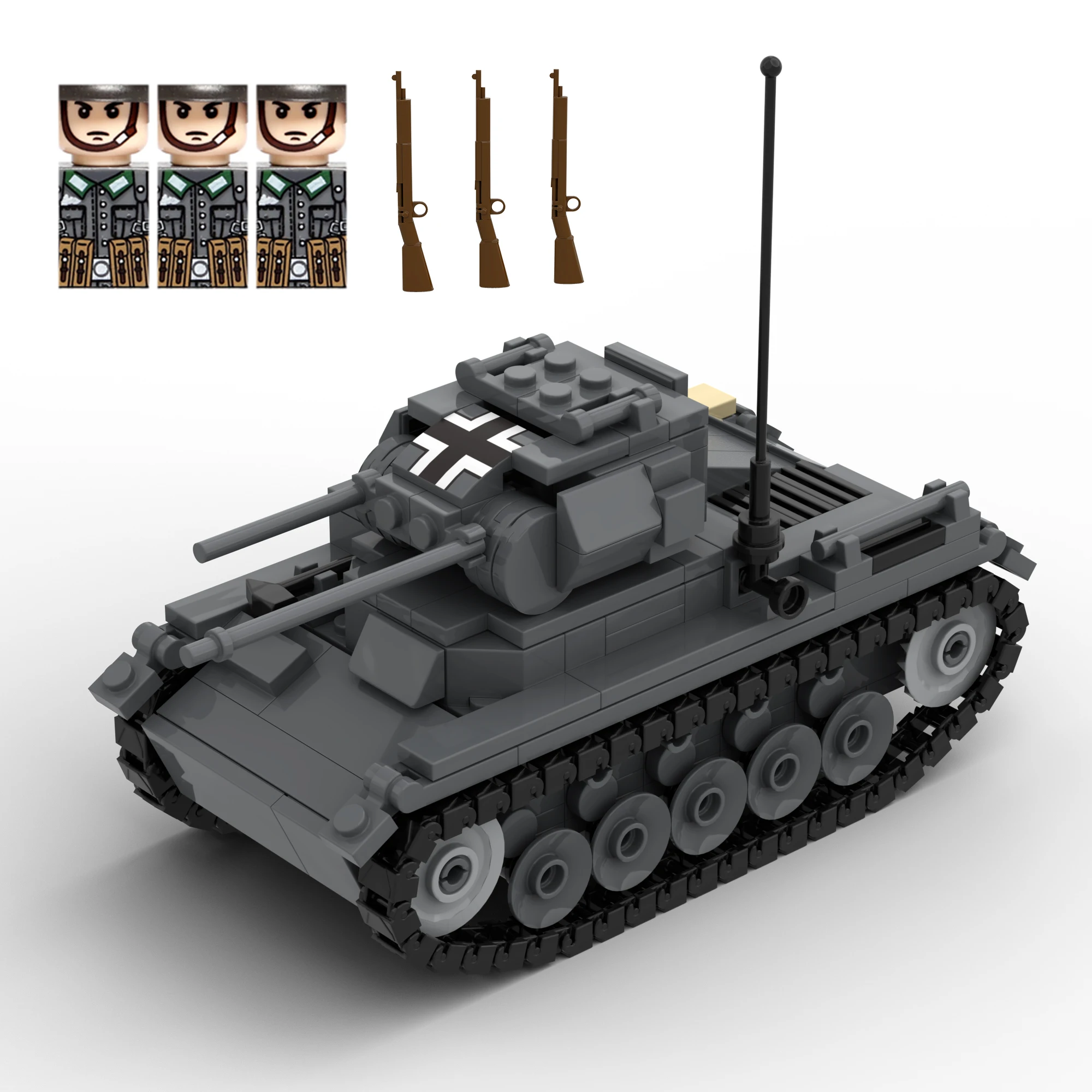 

Military Tnaks WW 2 Germany Panzer II Ausf C Light Tank BKM Single Wide Track Links Army Minifigs Bricks Building Blocks Toys