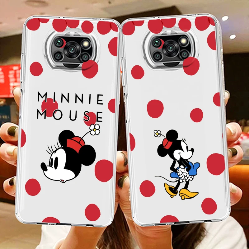 

Transparent Phone Case For Xiaomi Poco X4 X3 X2 NFC F4 F3 F2 GT M5s M4 M3 M2 Pro C50 C40 C3 Disney Mickey&Minnie Love Cover Capa