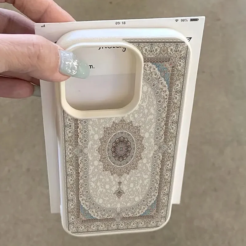 Фото Простой чехол для телефона с узором в виде ковра, подходит для iPhone 17, 16, 15, 14, 13, 12, 11 Pro/Max/Plus, противоударный и защищающий от падений. №3