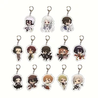 japan cartoon anime bungo stray dogs keychain acrylic double sided transparent key chain ring accessories jewelry for fans gift