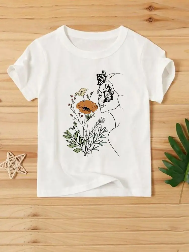 

Flower Cute Lovely Graphic T Top Clothing Fashion Shirt Female Women T-shirts Print Summer Short Sleeve Cartoon Tee T-Shirt