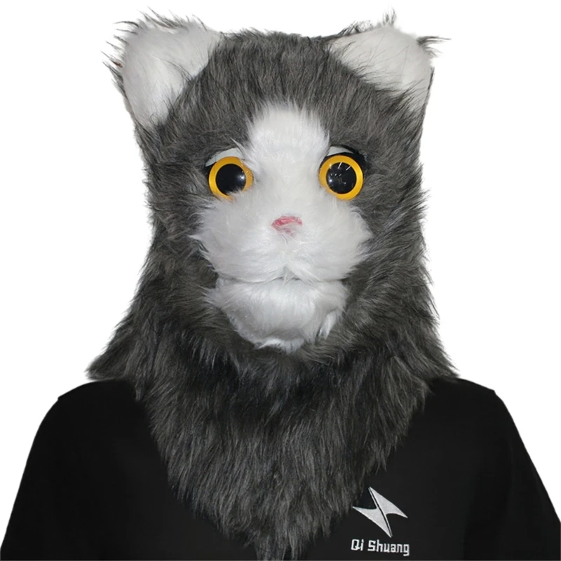 Плюшевая маска на голову с животными подвижным ртом и котом костюм для Хэллоуина