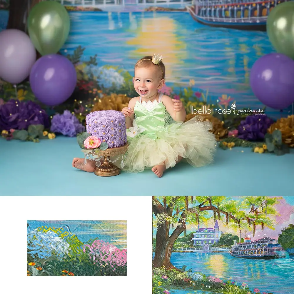 Красивый фон для фотосъемки с изображением торта детей и взрослых