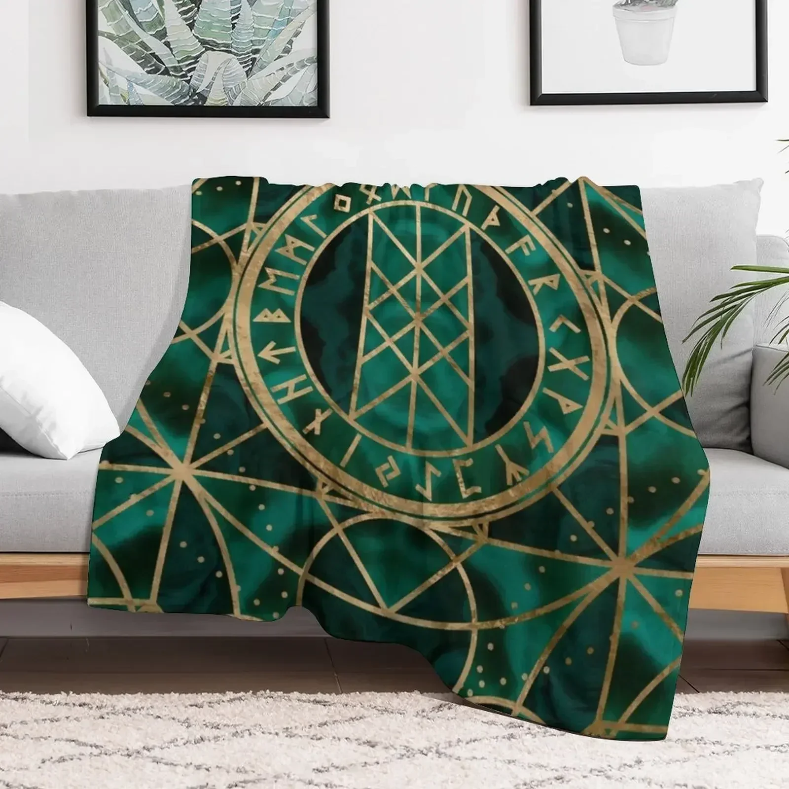 Web of Wyrd The Matrix Fate - золотое и малахитовое одеяло Очень большое для рождественских