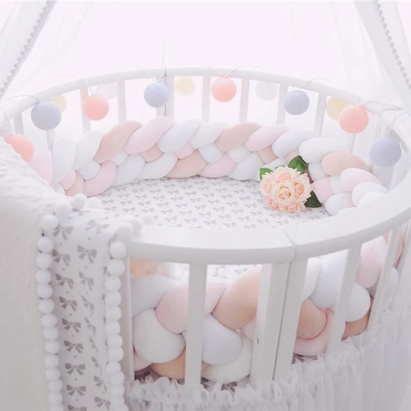 1M/2M/3M/4M baby girl bedroom decoration baby braid bumper Baby room deco baby bed protection 4m 4m braid bed