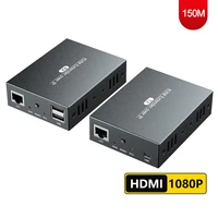 hdmi kvm usb extender 150m over cat5e6 ethernet cable support iptcp one to many mouse keyboard controlled dvr nvr laptop pc