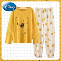 disney winnie the pooh pajamas womens cotton spring and autumn cartoon can be worn outside casual two piece home service