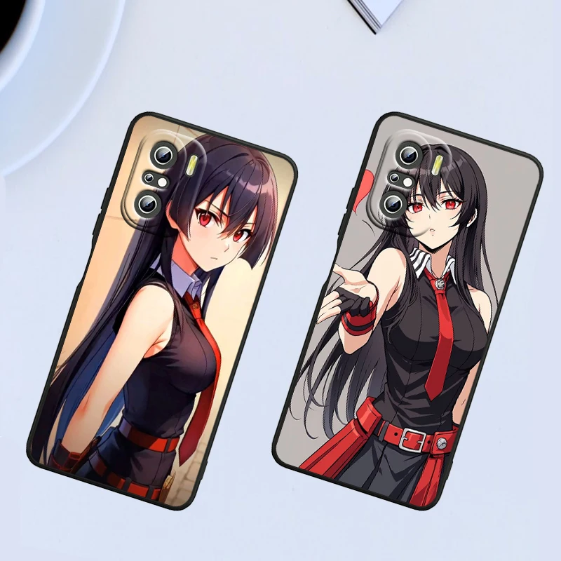 Аниме Akame Ga Kill для Xiaomi Redmi Note 13 12 11E 11S 11 11T 10 10S 9 9S Pro Plus 4G 5G Черный чехол телефона