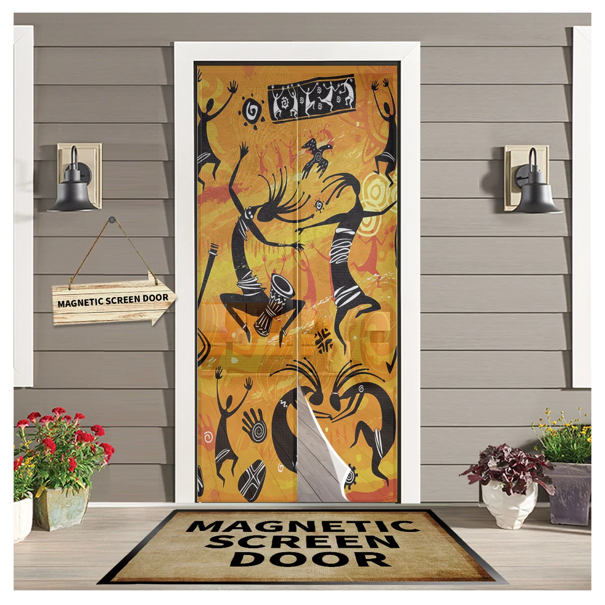 

African Dance Culture Magnetic Door Window Screen Summer Anti Mosquito Insect Kitchen Bedroom Door Curtains