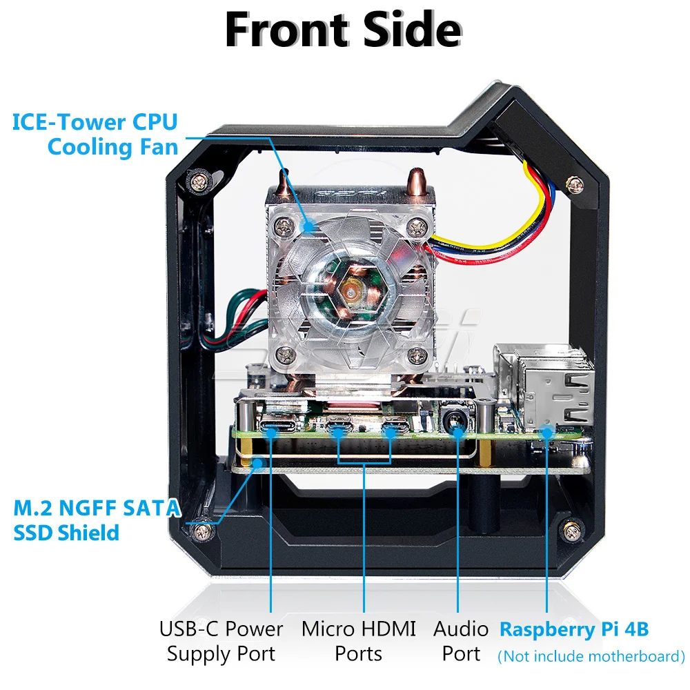 52Pi Raspberry Pi 4 Model B ABS Mini Tower комплект NAS с Ice экран диагональю дюйма для 4B
