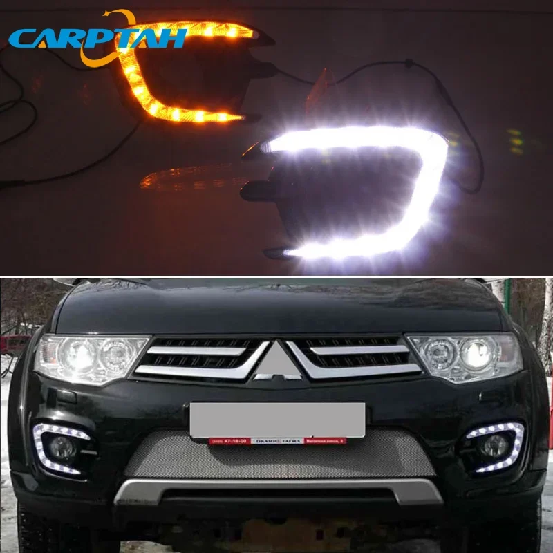 Автомобильные светодиодные дневные ходовые фары для Mitsubishi Montero Pajero Sport 2013 2014
