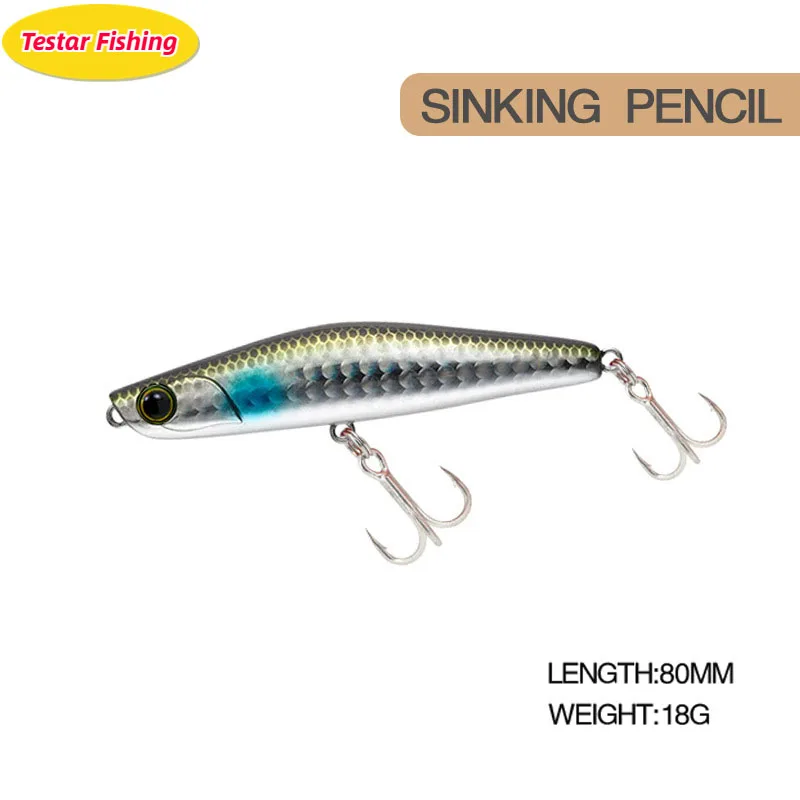 

Рыболовная приманка Testar 80 мм 18 г, быстротонущая свимбейт-карандаш с кривошипником для воблера, искусственная жесткая приманка для ловли оку...