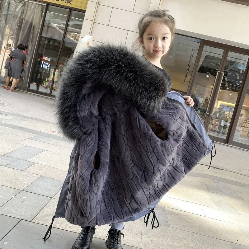 2022 Winter Girls Boys Thick Warm Fleece Jacket Baby Kids Children Fur Hooded Coat Outerwear