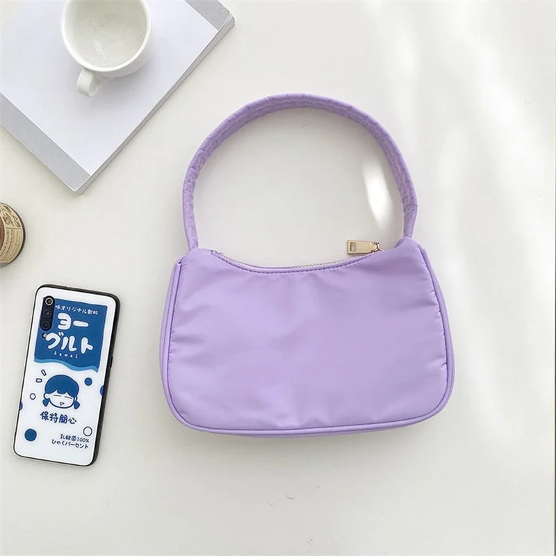 spring new bright colour handbag high quality Candy colors nylon Shoulder bag women Underarm armpit bag casual  Small  Clutch