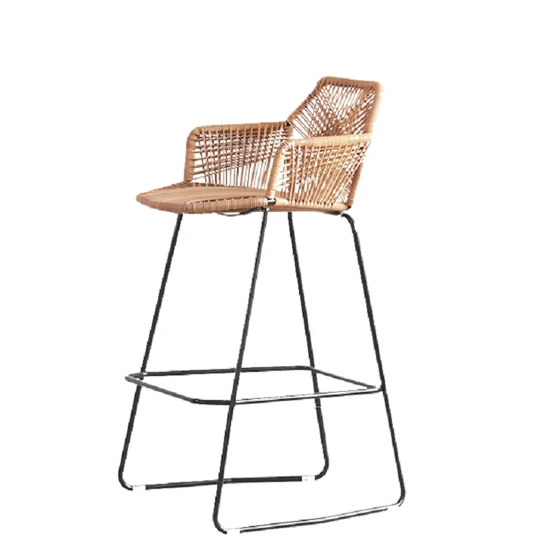 

Скандинавский ротанговый стул с высокой ногой, уличный барный плетеный стул, спереди, художественный, для отдыха, Yang