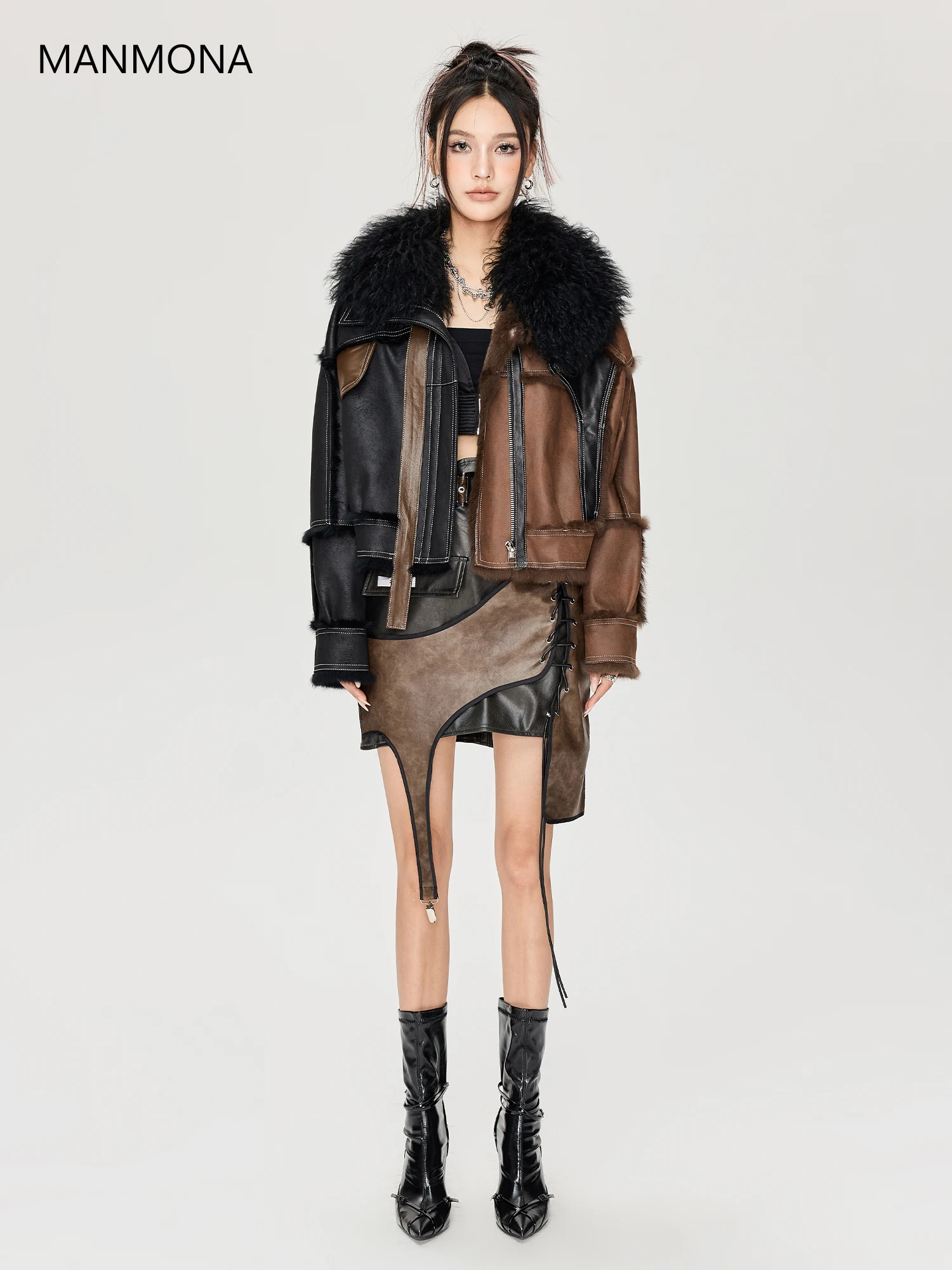 Autumn and Winter New Imported Rabbit Fur Fur Coat Women's Big Fur Collar Leather Fur Coat Jacket