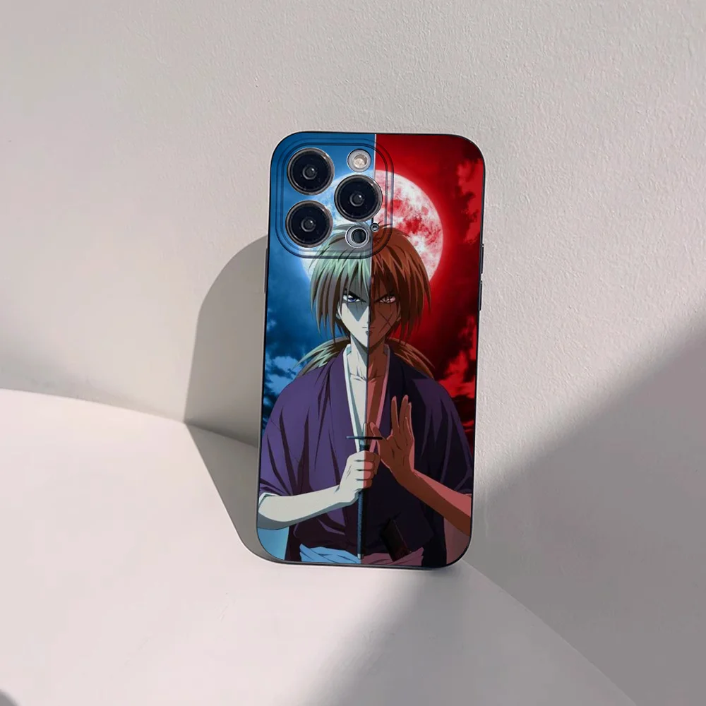 Чехол для телефона с аниме Rurouni Kenshin IPhone 11 12 13 14 15 16 Mini Plus Pro Max силиконовый черный