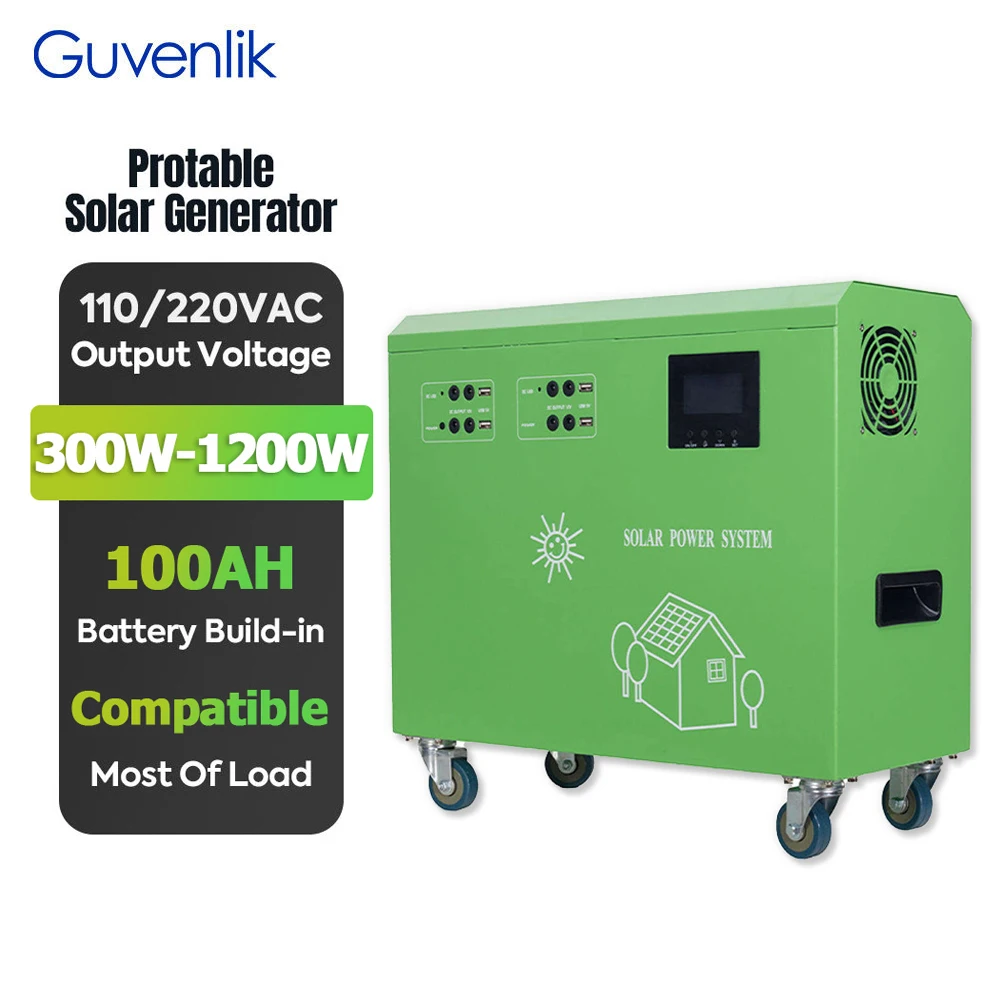 

Guvenlik 300W-1200W Whole House Portable Solar Energy Station PV System Inbuilt PWM Complete Home UPS Solar Generator Kit Set