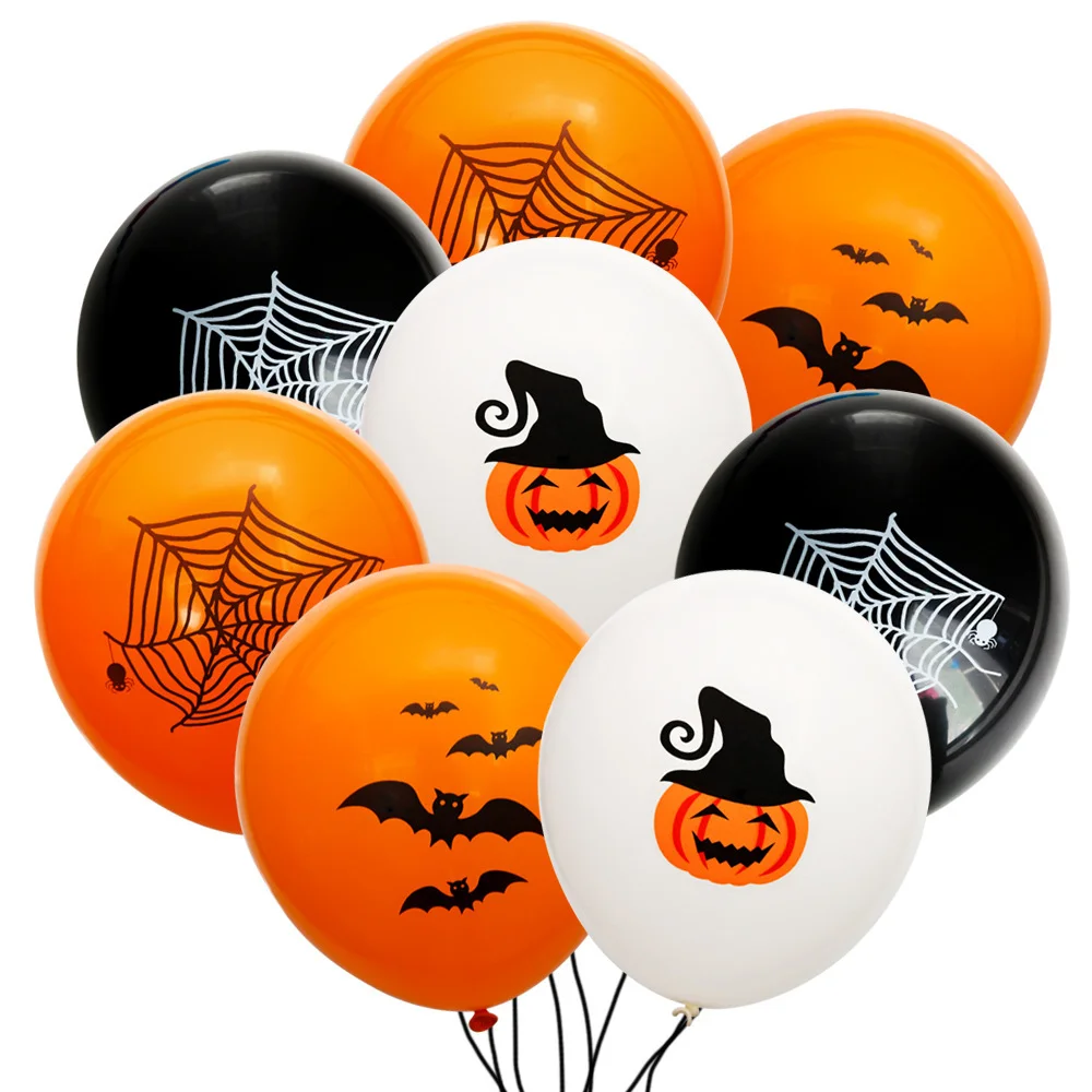 

10pcs 12inch Latex Balloons Halloween Spider Web Bat Pumpkin Globos Halloween Party Decoration Helium Balloons Home Terror Scary