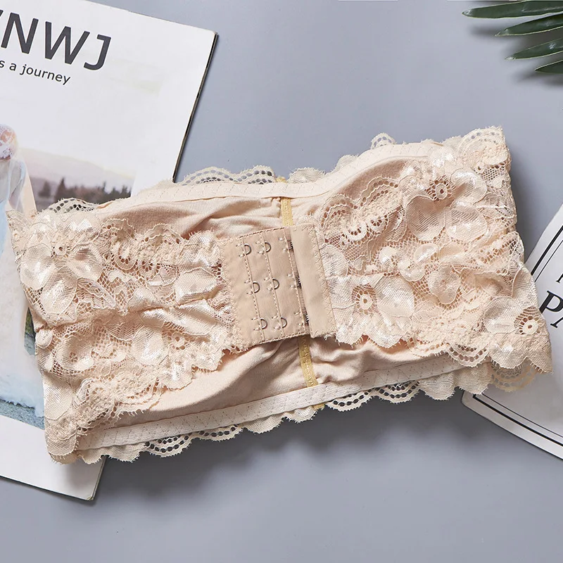 2022 Women's Tube Top Sexy Lace Lingerie Invisible Push Up Bralette Seamless Strapless Bra Lady Underwea Summer Chest Wraps