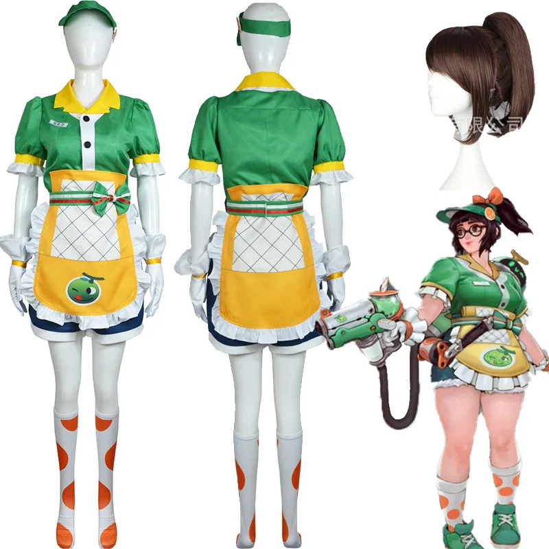 Фото Overwatch Mei Косплей Аниме Mei-Ling Zhou костюмы Honeydew кожа платье горничной женский костюм игровая одежда Хэллоуин disfraz mujer №2