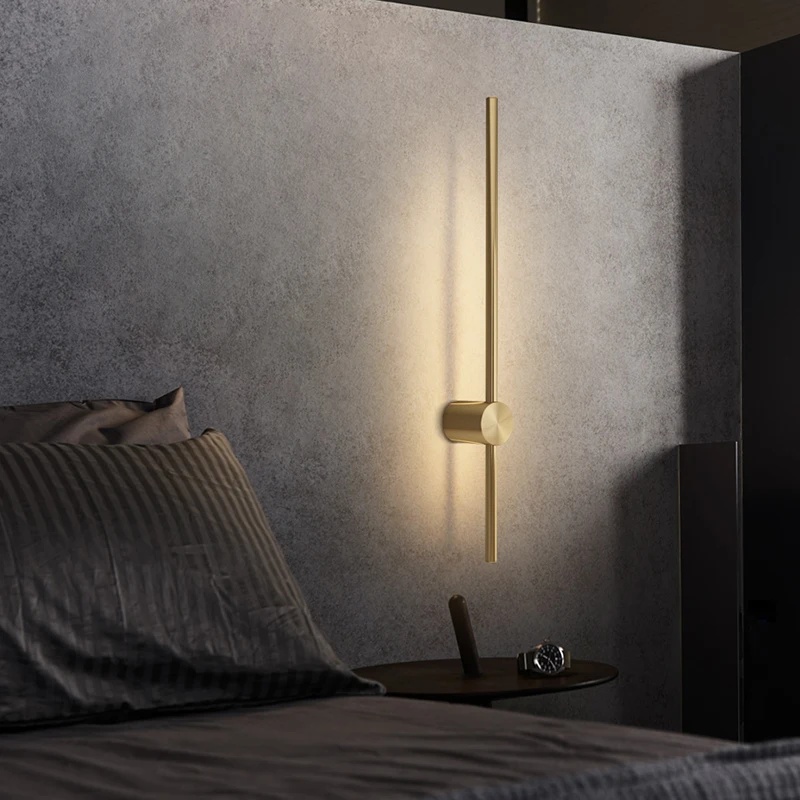 

Nordic modern luxury brass copper golden lighting strip LED decorative wall lamp