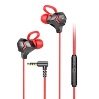 gaming earphones hifi stereo wired headset with dual mic noise cancelling earbuds for games conferencing communication
