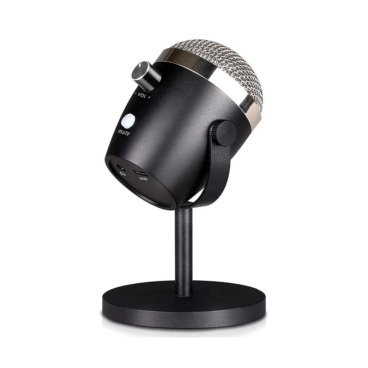 

USB Mini Condenser Microphone, Desktop Microphone for PC/-Type//Android, Professional Plug and Play with Stand