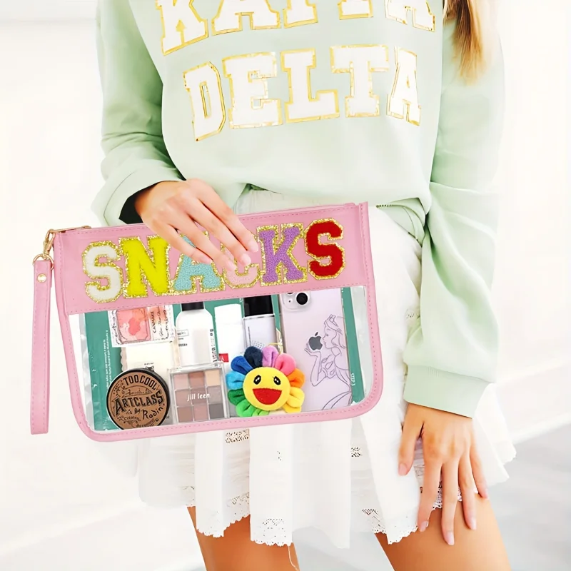 Transparent Letter Cosmetic Bag Pvc Zipper Clear Makeup Women Bags Beauty Travel Makeup Organizer Storage Bath Toiletry Wash Bag