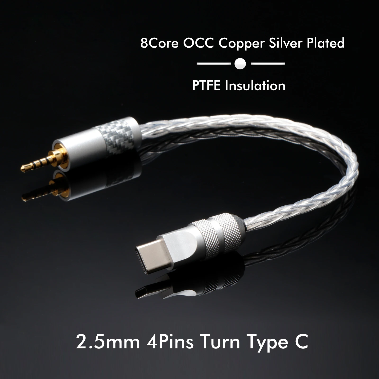 Фото HIFI USB Type-C кабель с разъемами 3.5 мм, 2.5 мм, 4.4 мм AUX, аудиокабель Type-C с серебряным покрытием OCC для автомобильных колонок и плееров №3
