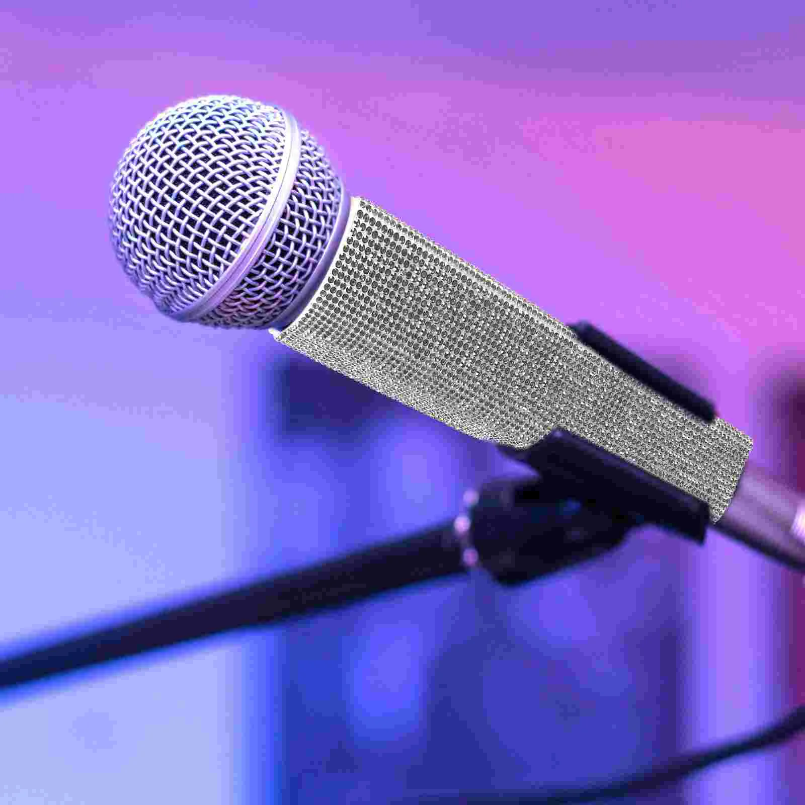 Аксессуары для микрофона Алмазный чехол Ручной блестящий рукав Серебряная ручка