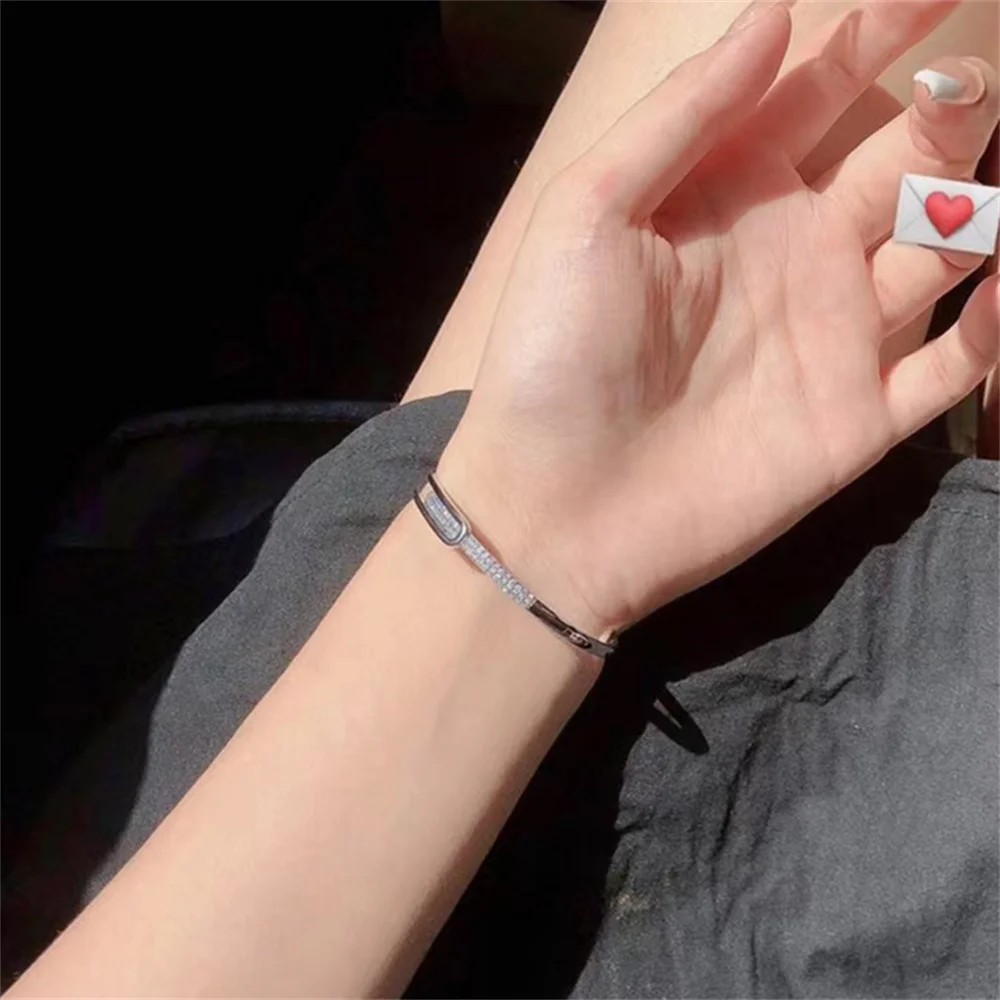 Регулируемый браслет из стерлингового серебра 925 пробы с цирконием