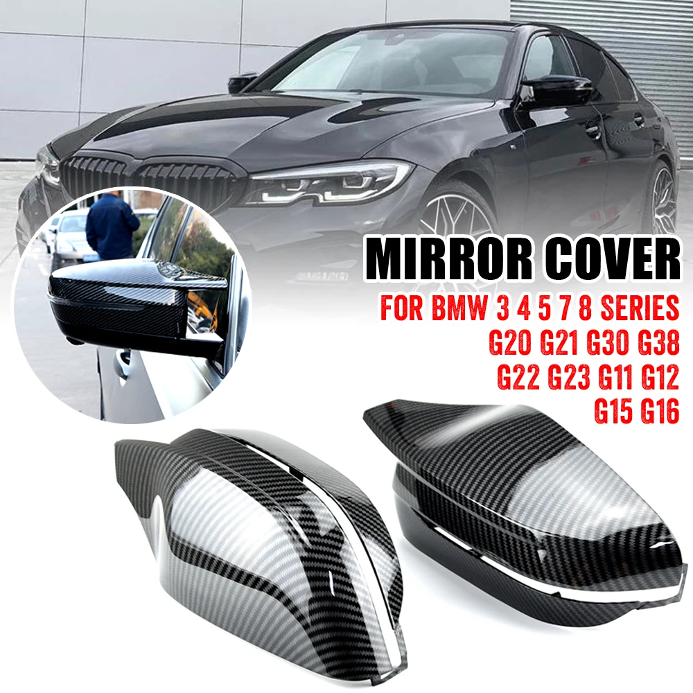 

2pcs modified LHD Carbon Fiber Pattern Mirror cover caps for BMW 3 Series G20 G21 G28 320d 330e 330i 340i 2019-2022 M4 style RHD