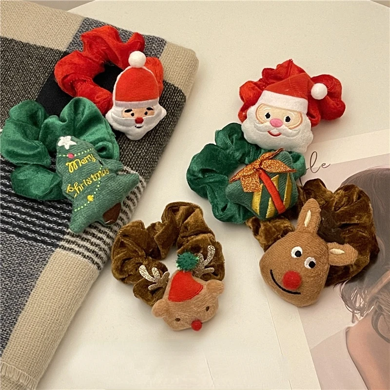

Large Intentine Hair Ring Christmas Party Head Rope Elk Deer Fashion Elastic Fabric Hair Accessories Ribbon Funny Wrap Fat