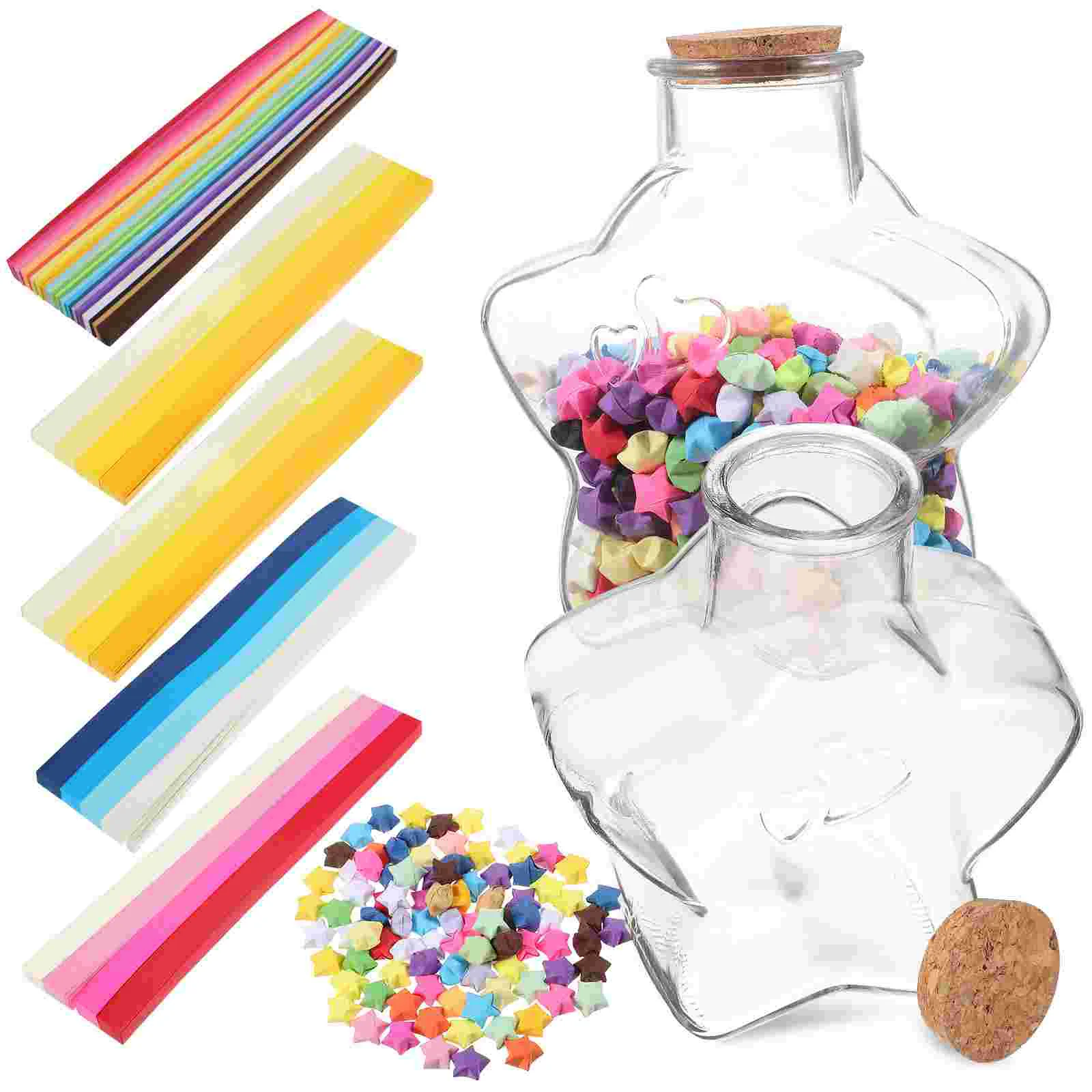 

Wishing Paper Message Glass Jars Bottles Cork Spell Witches Origami Double Sided Color